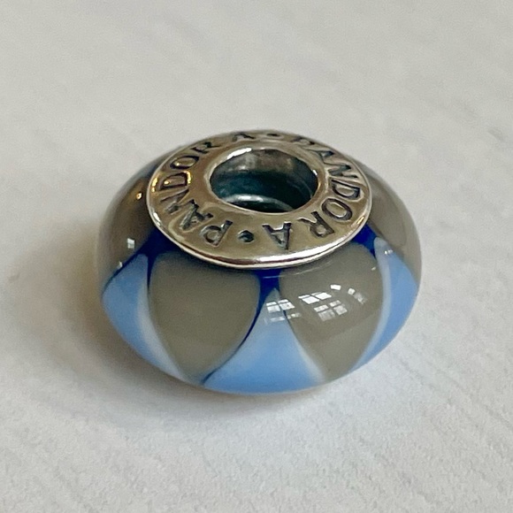 Set of 2 Pandora Captivating Blue Triangle Glass Murano Charms - Picture 6 of 9